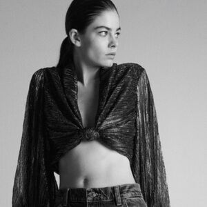 ZARA Shimmering Black and Silver cropped Top